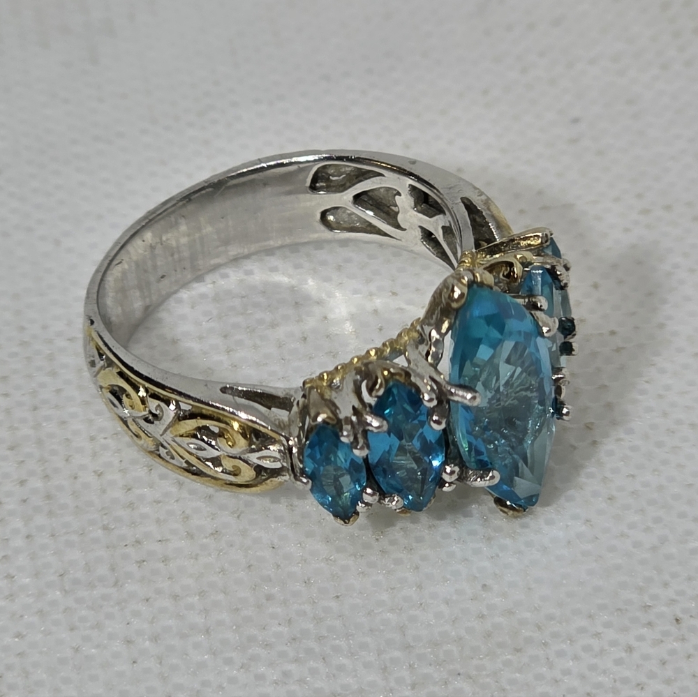 Michael Valitutti Paraiba Topaz Marquis Ring - Picture 4 of 13